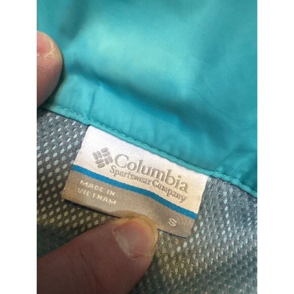 Columbia Womens Lightweight Turquoise Hooded Rain Jacket Windbreaker S - Picture 4 of 6